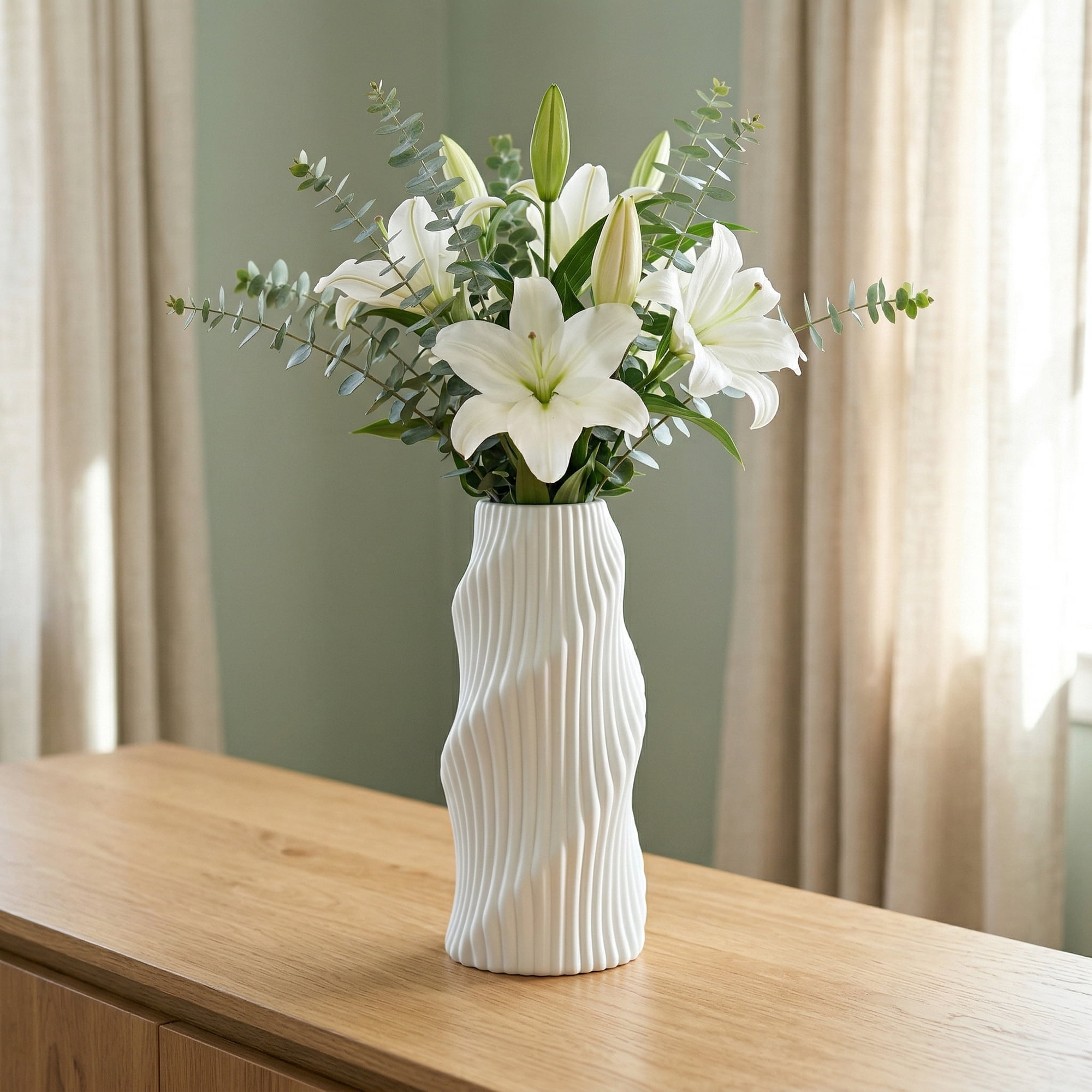 Unique Bargains Unbreakable Plastic Geometric Flower Vase for Modern Home Decor White 3.6"L x 3.6"W x 8.1"H