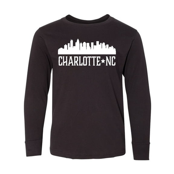 Inktastic Charlotte North Carolina Skyline Nc City Long Sleeve Youth T-Shirt