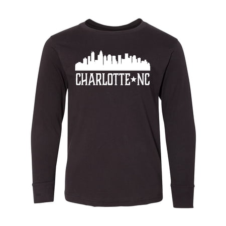 Inktastic Charlotte North Carolina Skyline Nc City Long Sleeve Youth T-Shirt