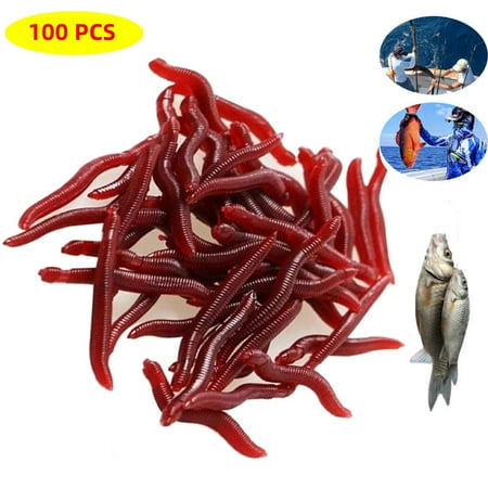 100PCS Red Worms Minnow Bait Fishing Lures Artificial Dedicated