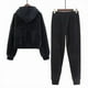 thumbnail image 4 of Guardurnaity Conjunto de ropa de invierno para mujer, Fitness, correr, Jogging, niñas, viajar, senderismo, manga larga, Sudadera con capucha, conjuntos de ropa Negro 2XL, 4 of 6