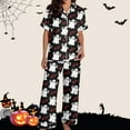thumbnail image 6 of Wovix Halloween Pajamas For Women Set Fall Pjs Floral Print Button Down Comfy Outfit Collared Soft Casual Nightwear Home Wear 2 Piece Sleepwear Lounge Set, 6 of 7