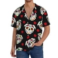 thumbnail image 1 of Balery PUG Camisa Casual de Manga Corta con Botones para Hombre, Texturizada, Estilo Cubano, para Playa, Verano-Large, 1 of 5
