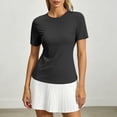 thumbnail image 6 of Rhuody Women Tops Open Back Short Sleeve Tops Loose Fit Athletic Crop Tee Gym Running Yoga Shirt Fashion Womens Clothes Black, 6 of 6