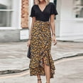 thumbnail image 6 of 2026 ! JINMGG Summer Dresses 2026, Dresses for Women 2026 Summer Dresses for Women Short Sleeve V Neck Boho Floral Print Tie Waist High Low Ruffle Cocktail Maxi Dress Yellow L, 6 of 7