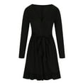 thumbnail image 4 of Posijego Women's Wrap V Neck Mini Dress Long Sleeve Ruffle Hem A-Line Dress Belted Flowy Skater Dresses, 4 of 6