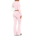 thumbnail image 5 of Scyoekwg Workout Outfits For Women 2 Piece Slim Fitting Sports Sets Long Sleeve Tops Long Pants Fashion Two Piece Set Casual Matching Outfits Sets (Pink,S), 5 of 6