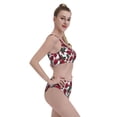 thumbnail image 4 of Haiem Rose Flowers Women's High Waisted Bikini Set Two Piece Bathing Suits High Cut Bikini Cut Out Swimsuits Scoop Neck Swimsuit-Small, 4 of 8