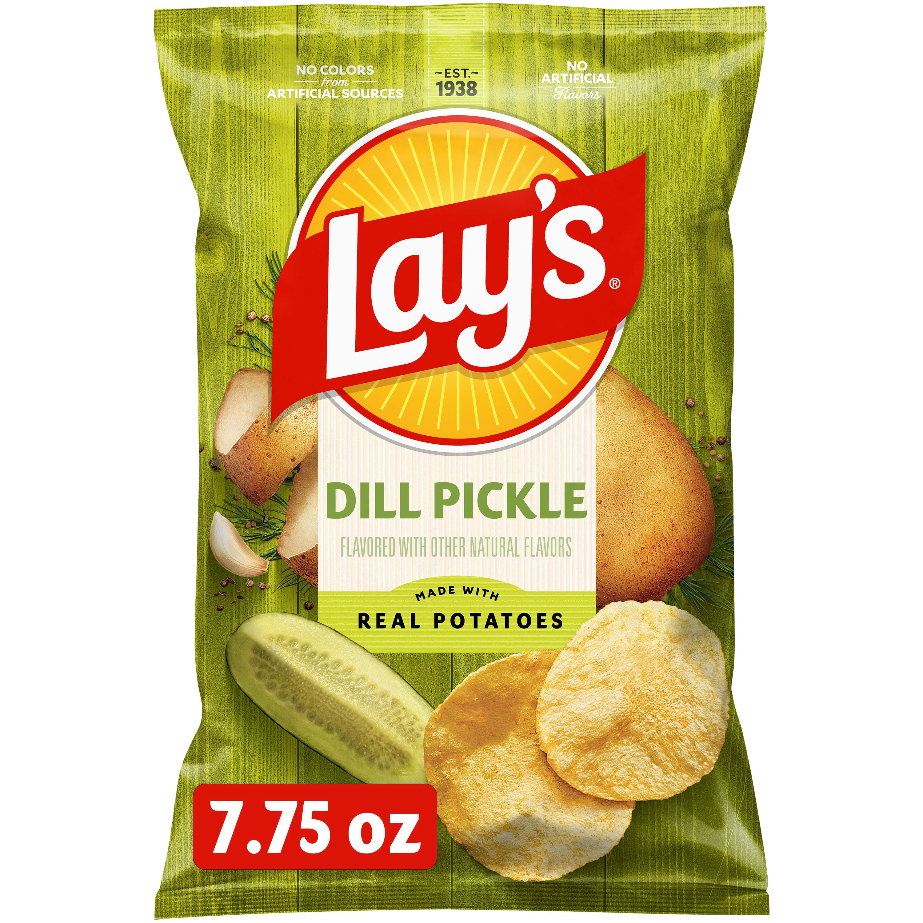 (4 pack) Lay's Dill Pickle Potato Snack Chips, 7.75 oz Bag