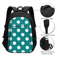 thumbnail image 3 of Fuzoiu Teal And White Polka Dot Print USB Backpack with Charging Port,Laptop Backpack,Business Travel Durable Laptops Backpack, for School, Work, Travel & Outdoor Activities, 3 of 7