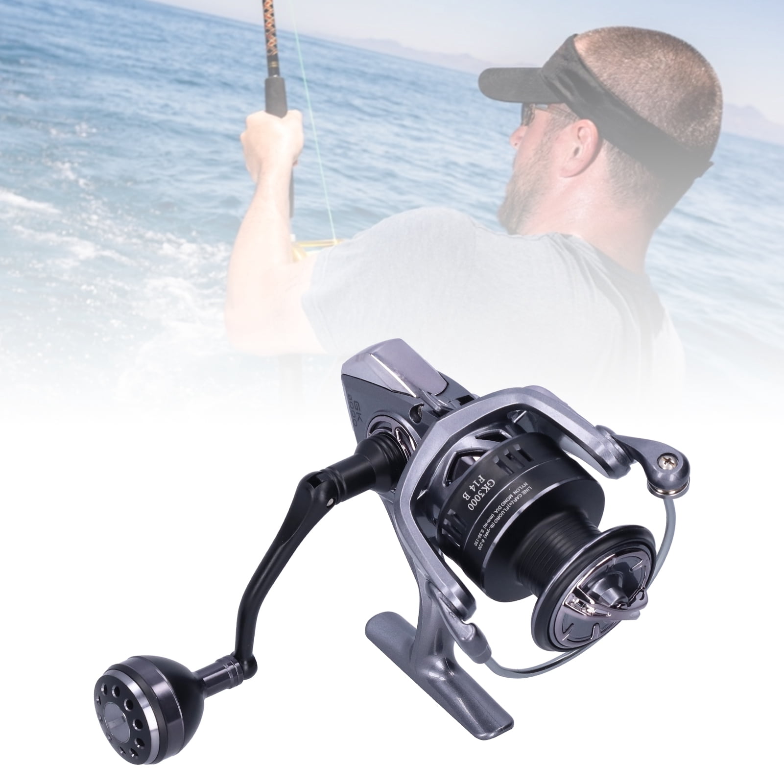 BIMZUC 13+1 Bearing Spinning Reel 5.2:1 Gear Ratio Foldable Arm Fishing Wheel for Freshwater and Saltwater Ambidextrous Use (5.51 inches / 14 cm Size 3000)