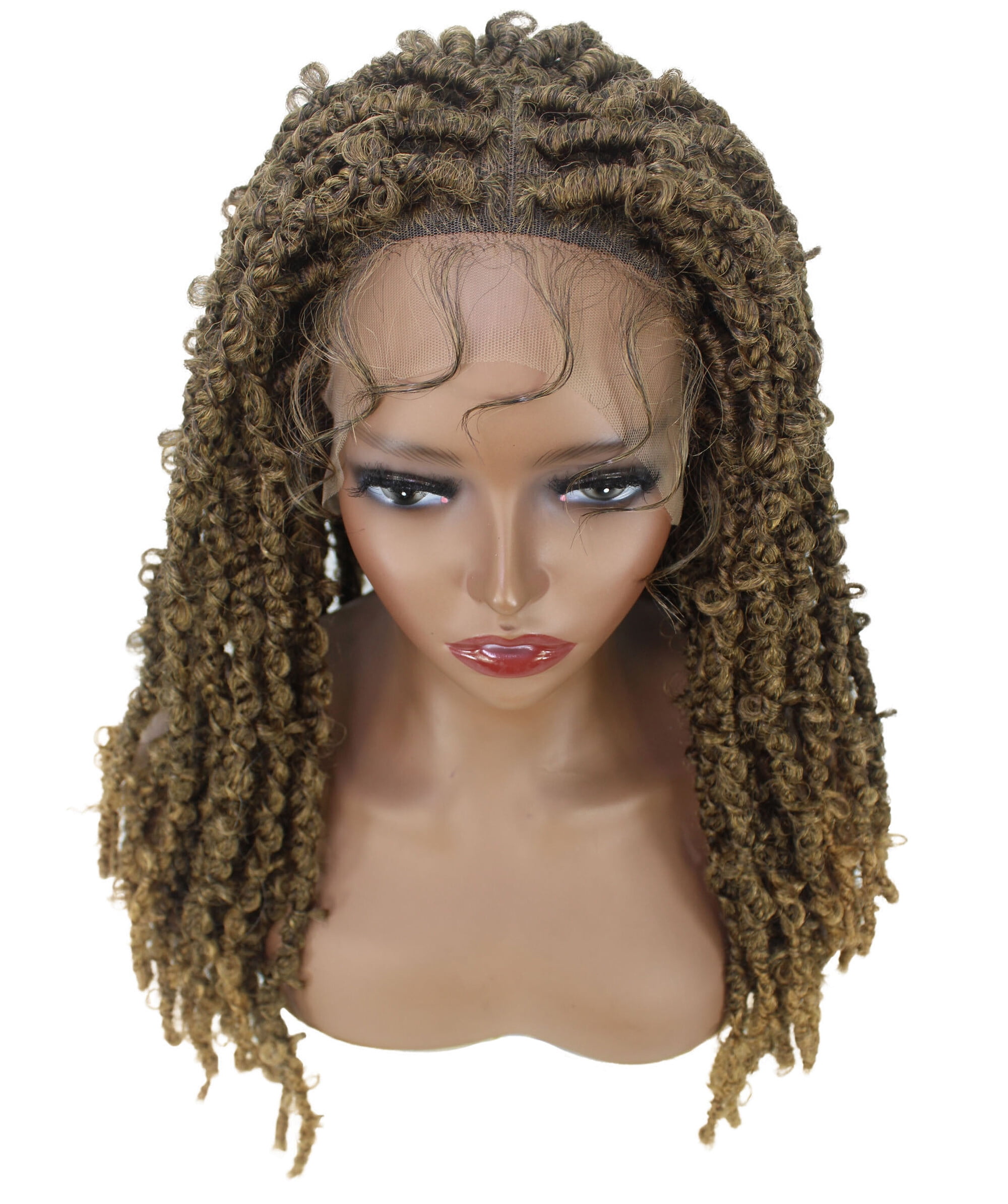 LUXLUXE Sarafina Curly Braid 29 in Long 4X4 Hand Tied Lace Braid Braided Wig, Beauty Heat Resistant Fiber, Multipole color Option