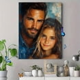 thumbnail image 4 of Qisvanset 12x16 Inch 2D Flat Framed Canvas Art, Father Daughter Jesus Portrait Religious Wall Art Father Day Gift Decor, 4 of 5