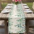 thumbnail image 4 of Green Eucalyptus Leaves Table Runner - 72 Inch Long Daisy Summer Botanical Farmhouse Cotton and Linen Blended Dress Scarves Farmhouse Table Runner for Kitchen Dining, Coffee Table, 13" x 72", 4 of 8