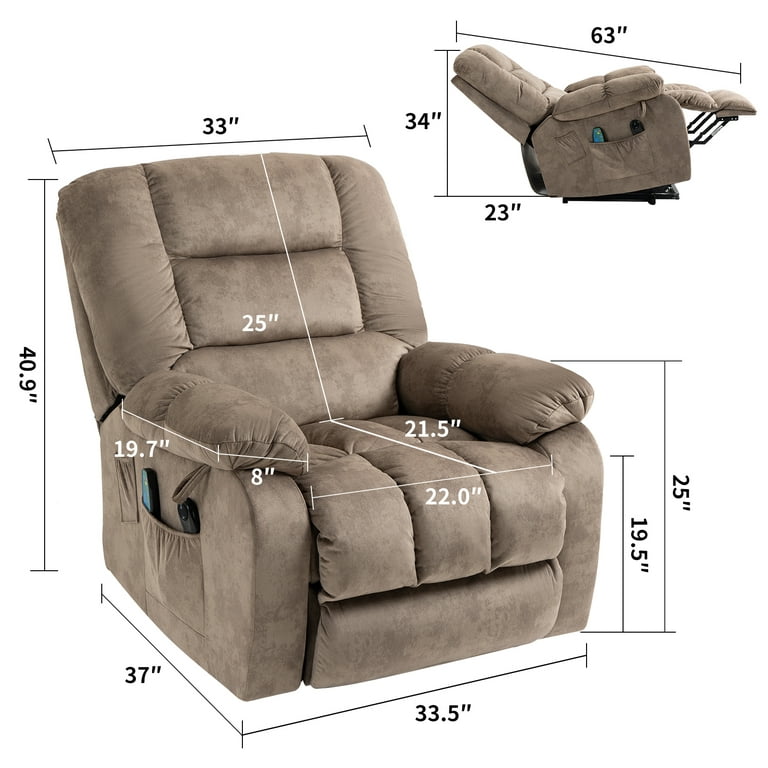 uhomepro Large Electric Massage Recliner with Heat, PU Leather