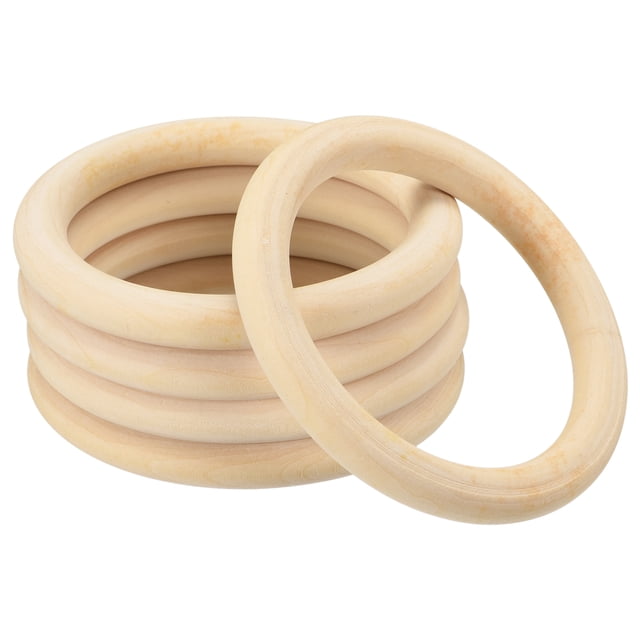 Paquete de 5 Anillos de Madera Natural de 90mm (3.5"), Círculos de Madera sin Terminar de 10mm