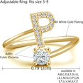 thumbnail image 2 of GHSDFBB Initial Letter Ring for Women Girls Gold Stackable Alphabet Rings with Initial Adjustable Crystal Inlaid Initial Rings Bridesmaid Gift, 2 of 6