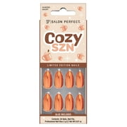 Salon Perfect Halloween Fall Artificial Fake Press On Nails, 404 Copper Chrome, Short Almond, File, Glue and Prep Pad Included, 30 Nails