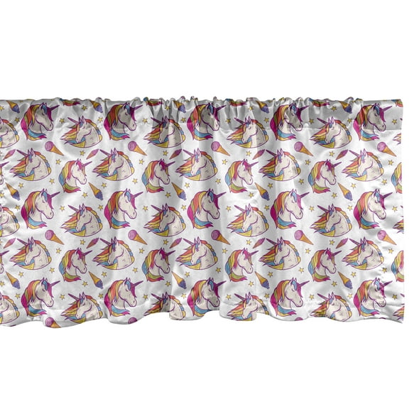 Ambesonne Unicorn Party Window Valance, Magic Horse Ice Cream, 54" X 18", Multicolor
