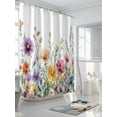 thumbnail image 3 of Fsddascl Spring Floral Shower Curtain Set - Long 72" x 84" Washable Bathtub Curtain with 12 Hooks, Yellow Pink Flowers Watercolor Pastoral Waterproof Fabric Stall Shower Curtains for Bathroom, 3 of 6
