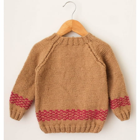 

Woonie Handmade Full Sleeves Border Design Sweater For Kids-Brown