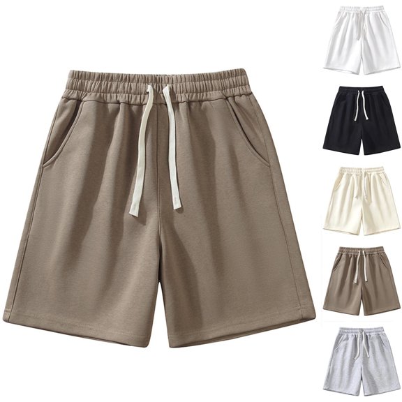 KeShDi Baggy Shorts Men Shorts Casual Linen Shorts Men's Solid Color Loose Casual Sports Capris Shorts Half Shorts Pants Beige 3X