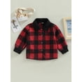 thumbnail image 2 of Bagilaanoe Toddler Baby Boy Shirts Jacket Plaid Long Sleeve Button-Down Shacket Coat with Pockets 18M 24M 3T 4T 5T 6T Kids Fall Casual Outwear, 2 of 8