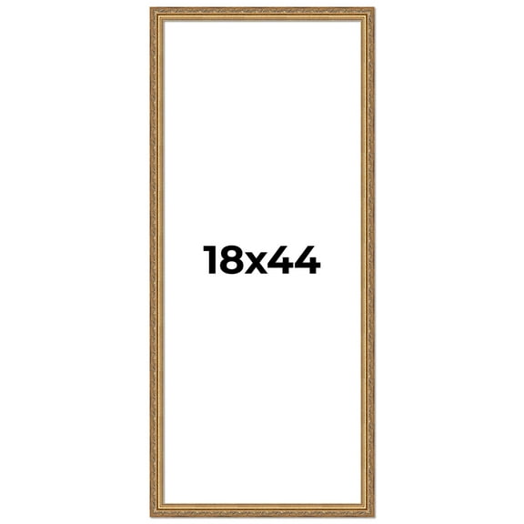18x44 Frame Gold Solid Wood Picture Frame Width 1.25 Inches | Interior Frame Depth 0.375 Inches |