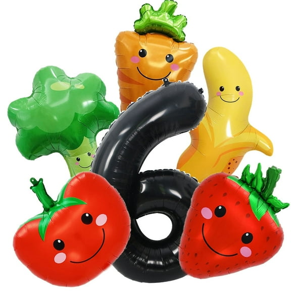 Fruit series number balloons set - banana, carrot, broccoli, tomato shapes balloons - birthday party decoration balloons