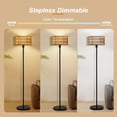 thumbnail image 5 of Rattan Floor Lamps for Living Room, Rattan Boho Floor Lamp, Black Metal Floor Lamp with Bulb, Rattan Fabric Double Shades, Farmhouse Rustic Floor Lamp, Standing Lamp for Living Room Bedroom Office, 5 of 8