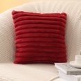 thumbnail image 1 of Funda de almohada de felpa de conejo de imitación con tiras verticales de color sólido, funda de cojín sencilla de un solo lado para sofá o dormitorio, 1 of 6