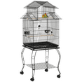 thumbnail image 1 of PawHut 53.9'' Large Rolling Steel Bird Cage Bird House with Wheels, Black, 1 of 10