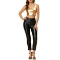thumbnail image 3 of INSPIRE CHIC Women's Sleeveless Top U Neck Party Clubwear Holographic Shiny Metallic Crop Top M Rose Gold, 3 of 7