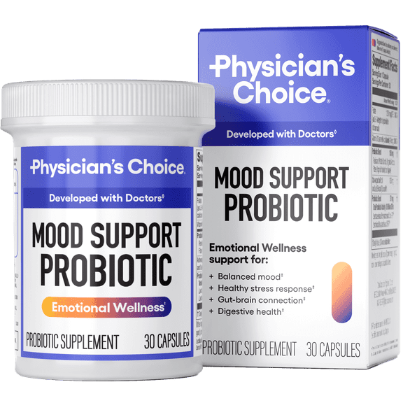 Physician’s Choice Mood Support Probiotic – Ashwagandha, B Vitamins, Gut-Brain – 30 Capsules