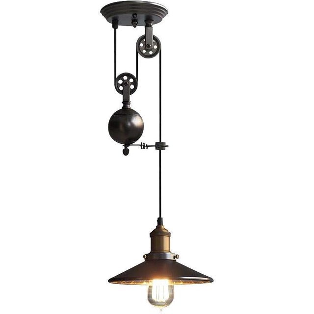 Lámpara colgante vintage, lámpara de araña industrial retro, lámpara colgante de barra E27, lámpara de araña de metal industrial, lámpara colgante estilo rueda con onda retro ajustable-negro