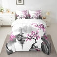 thumbnail image 2 of Manfei Pink Cherry Blossoms Bedding Comforter Set 7-Piece, Japanese Traditional Building Full Bedding Set, Nature Lake Mountain Fitted Sheet Flat Sheet, Breathable Home Decor, 2 of 8