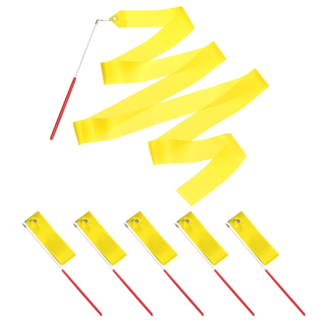 Uxcell Dance Ribbons, Gymnastics Dance Streamers with Non-Slip Wand Dance Flags Yellow