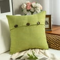 thumbnail image 2 of Phantoscope Decorative Throw Pillow Set, Soft Corduroy Striped Velvet & Triple Buttons Cotton Blend Series Bundle, for Sofa Couch Bedroom, Brown & Yellow Green, 18" x 18", 2 of 7