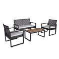 thumbnail image 3 of Kadyn 4 Piece Patio Seating Set, Wicker Patio Furniture Sets with Wood Table, PE Rattan Outdoor Sofa Set for Balcony, Brown, 3 of 4