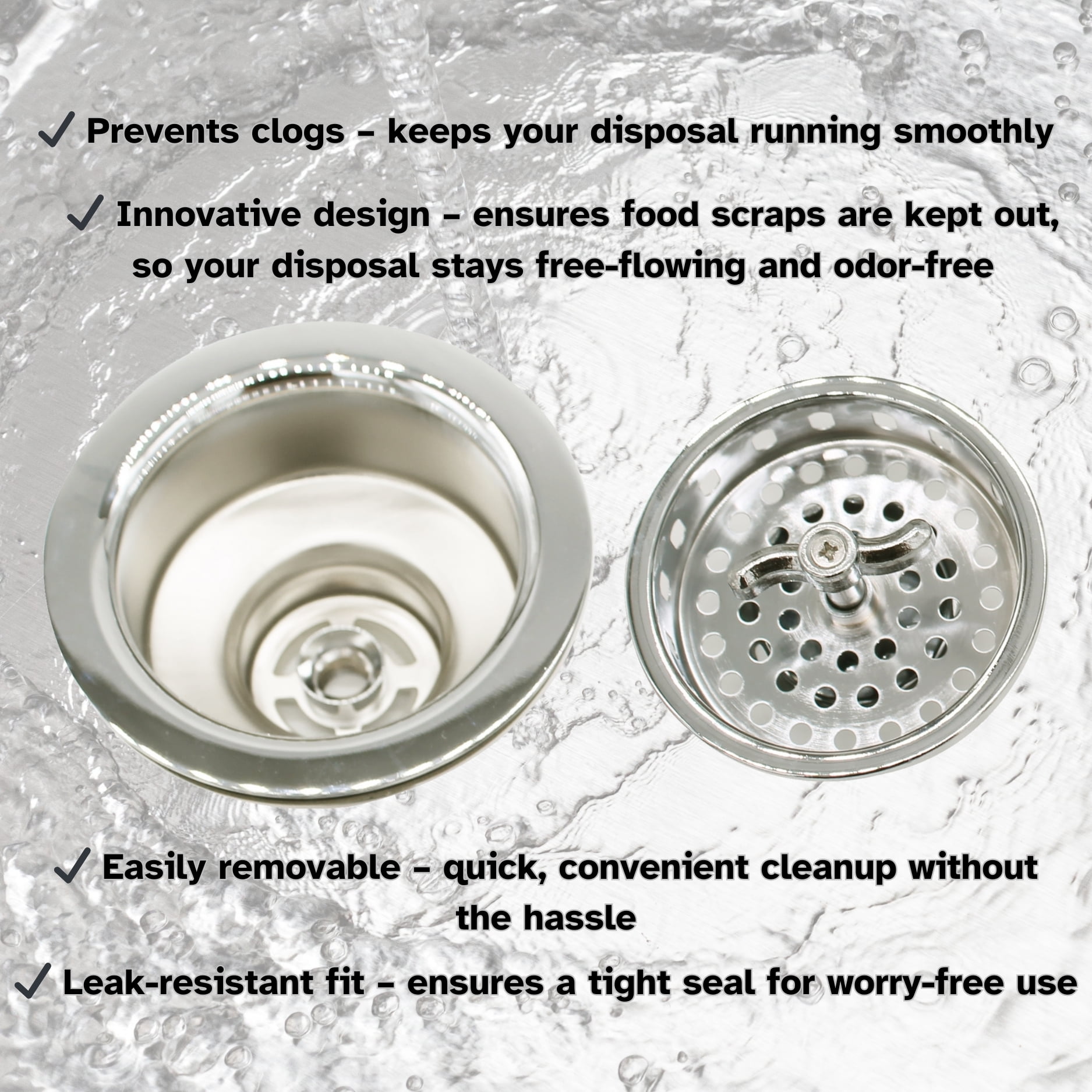 Westbrass COMBO PACK 3-1/2" Post Style Sink Strainer and Extra-Deep Waste Disposal Trim, Polished Nickel
