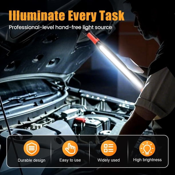 Magnetic LED Work Light – 2026 Model, Rechargeable Underhood Light Bar With 3 Modes & 360° Rotation, For Mechanics & Garage