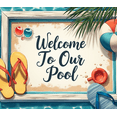 thumbnail image 4 of Tropical Design Pool Party Banner Summer Decoration Striped Background Welcome Sign for Poolside Beach Party Outdoor Event, 4 of 7