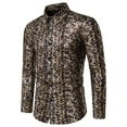 thumbnail image 2 of IROINNID Deals Long Sleeve Shirts for Men Comfy Solid Button Closure Sleeve Floral Foil Print Shirts,Black, 2 of 9