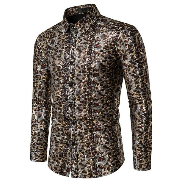 Tops para hombre Camisas Blusas Elegantes Camisas casuales de manga larga Camisa con estampado de lamina floral con cierre de boton de moda solida Odeerbi ODB 5 Walmart en linea