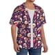 thumbnail image 2 of Balery music Skull record Guitar Camisa Casual de Manga Corta con Botones para Hombre, Texturizada, Estilo Cubano, para Playa, Verano-Large, 2 of 5