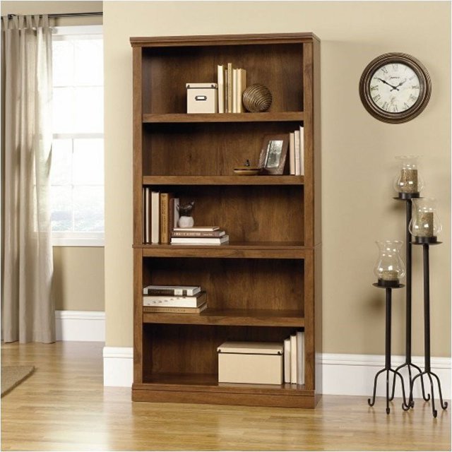 Pemberly Row 5 Shelf Bookcase in Oiled Oak Finish