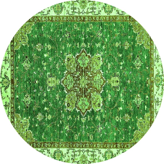 Ahgly Company Indoor Round Abstract Green Modern Area Rugs, 6' Round