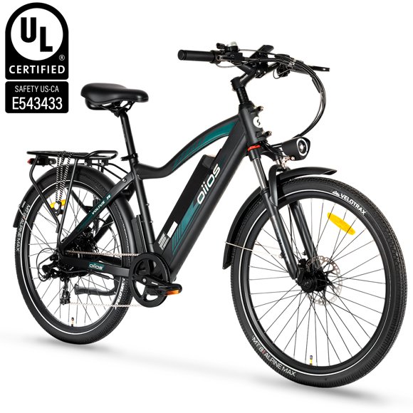Oiios Voltus Electric Bike for Adults Ebike - UL Certified - 48V 25Ah, 160km Long Range, 500W, 26 inch - Hydraulic Brakes, Color Display - Black