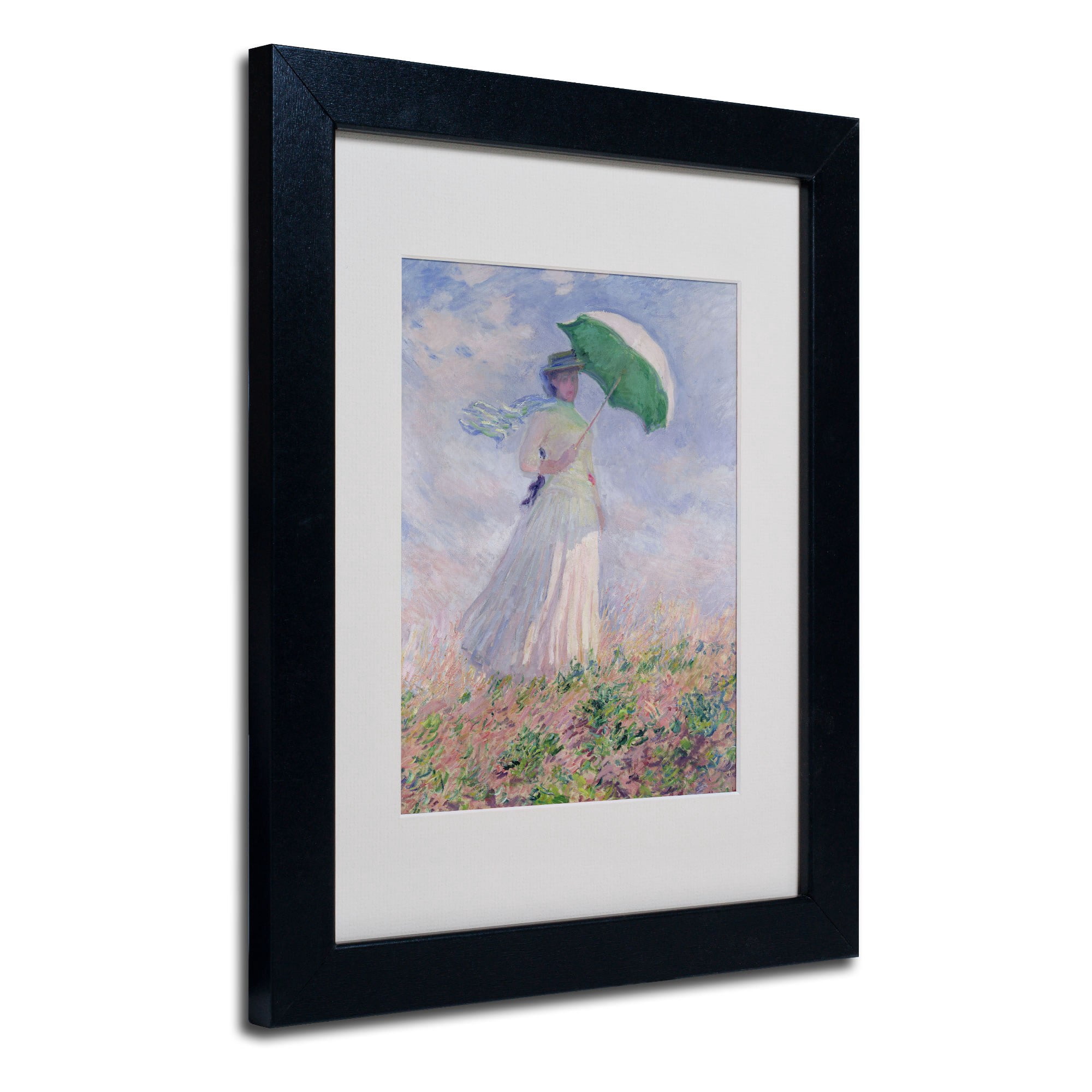 Trademark Fine Art "Woman With a Parasol" Matted Framed Canvas Art by Claude Monet