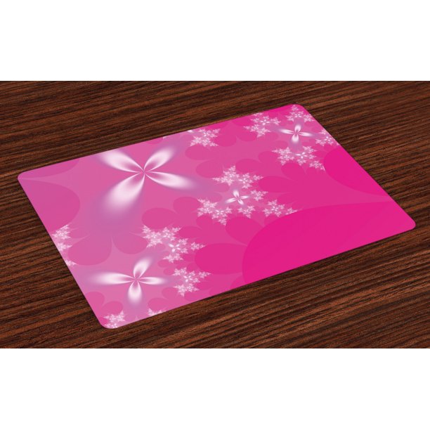 Hot Pink Placemats Set of 4 Vibrant Floral Arrangement on an Abstract